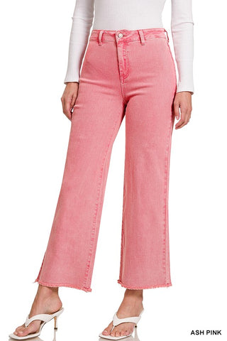Fiona Super High Rise Wide Leg Jeans in Shell