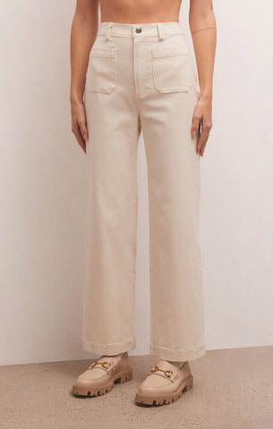 Fiona Super High Rise Wide Leg Jeans in Shell