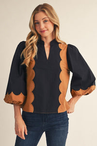 F26 Detailed Color Block Top