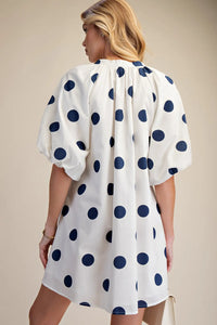 S26 Navy Polka Dress