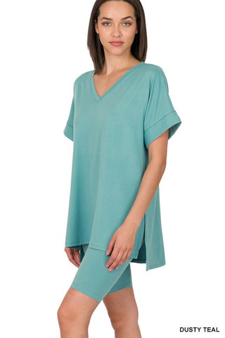 Multiples Button Front and Back Blouse in Curvy Sizes