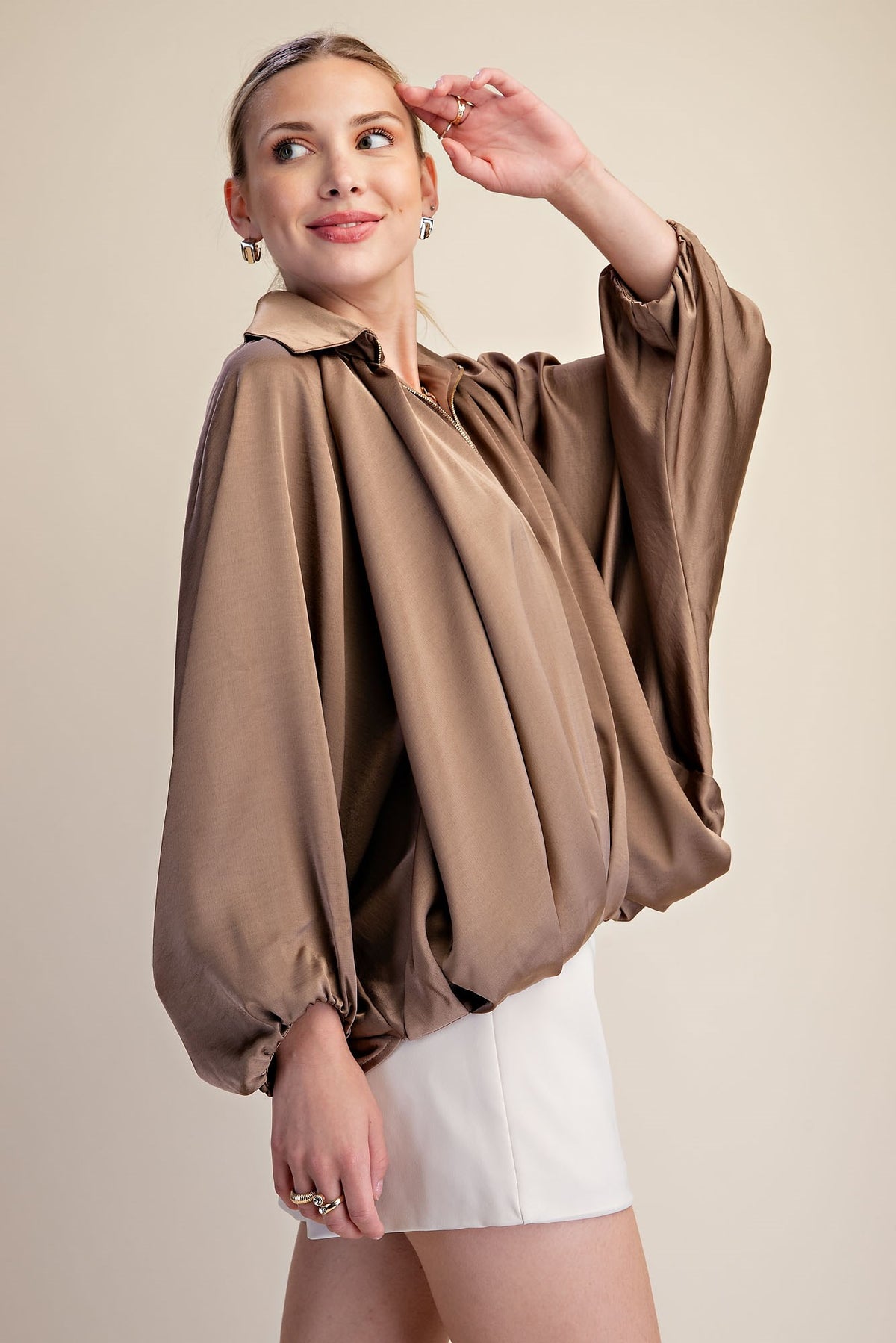 F26 Pleated Bomber Jacket