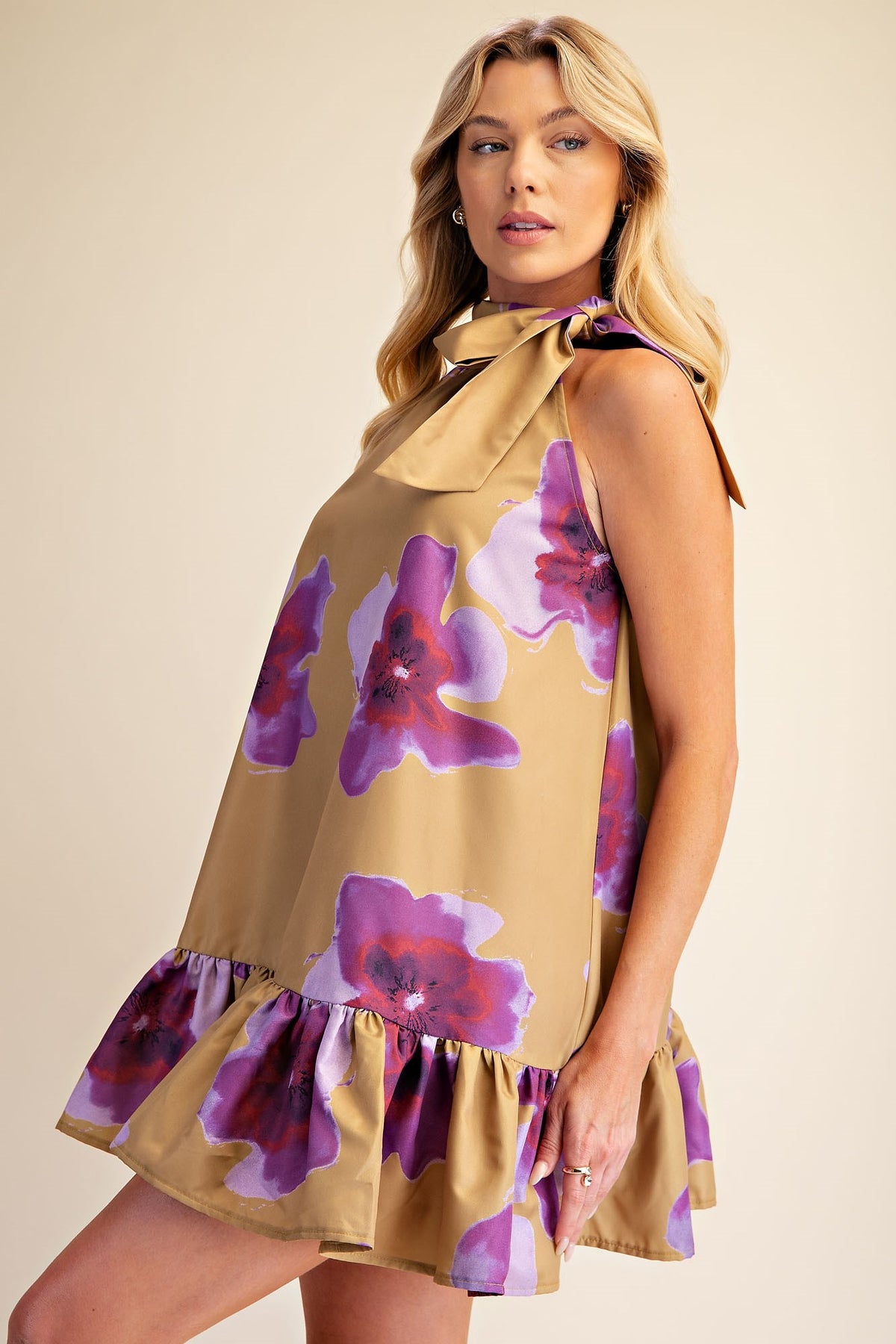 F26 Stunning Tie Neck Dress