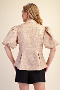 F26 Lurex Puff Sleeve Top