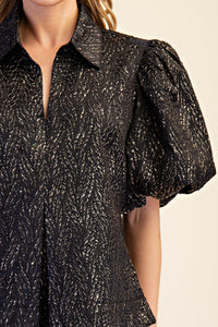 F26 Lurex Puff Sleeve Top