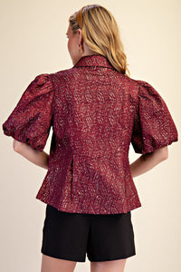 F26 Lurex Puff Sleeve Top