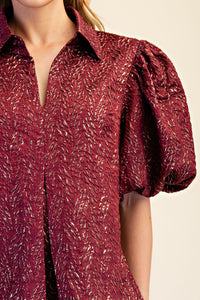 F26 Lurex Puff Sleeve Top