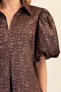 F26 Lurex Puff Sleeve Top