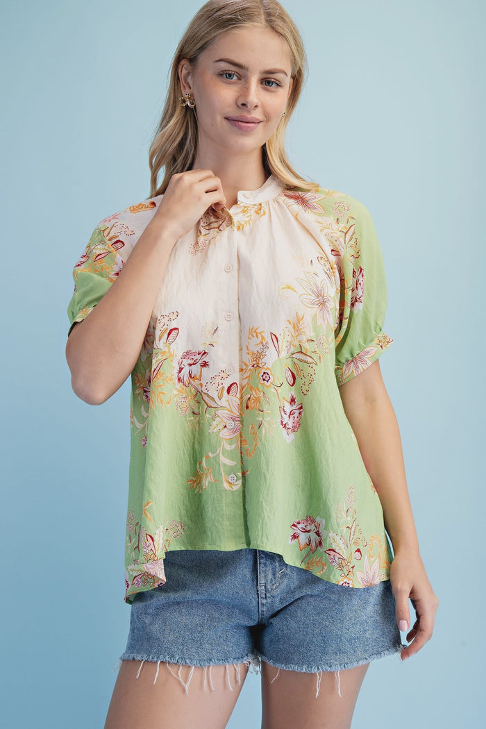 S26 Two Tone Floral Top