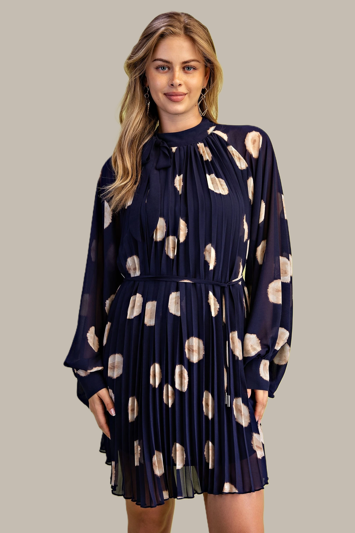 F26 Polka Pleated Dress