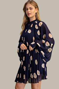 F26 Polka Pleated Dress