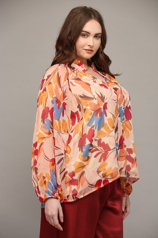 Transitioning Florals Top in Curvy Sizes