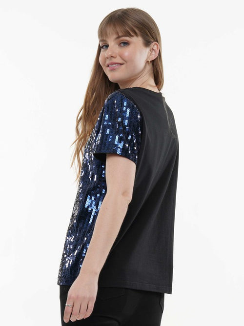 Navy Sequined Game Day Top