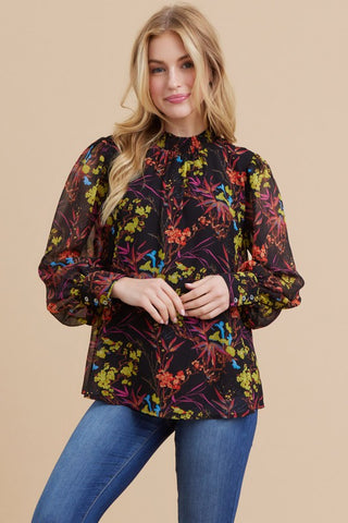Sibyl Blouse in Blurred Floral Moody