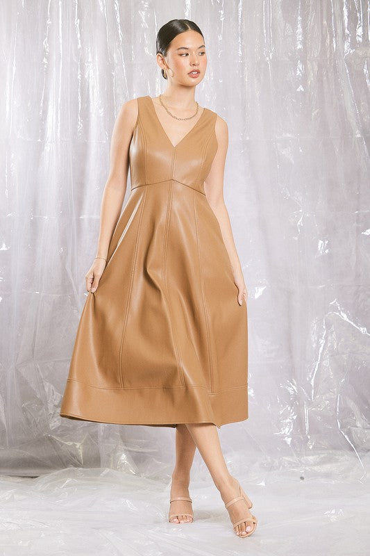 Tasteful and Elegant faux Leather Dress – Lee's Kloset