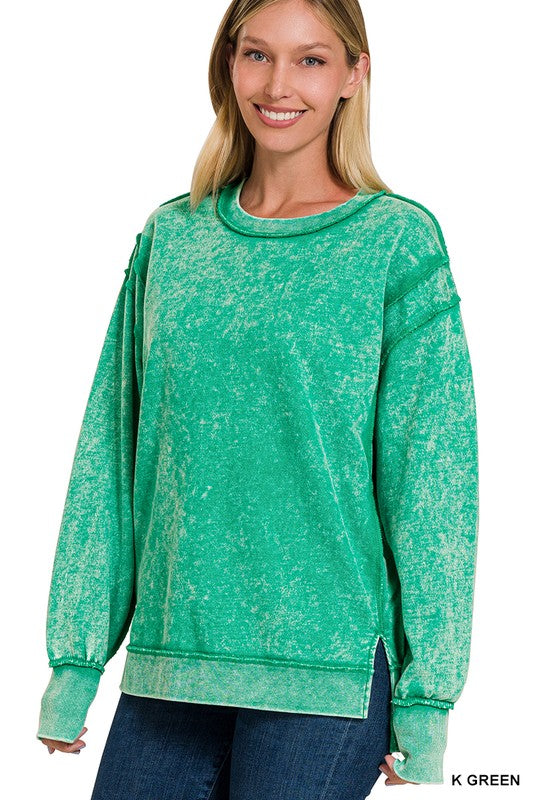 Acid Wash Terry Sweatshirt in 2 colors