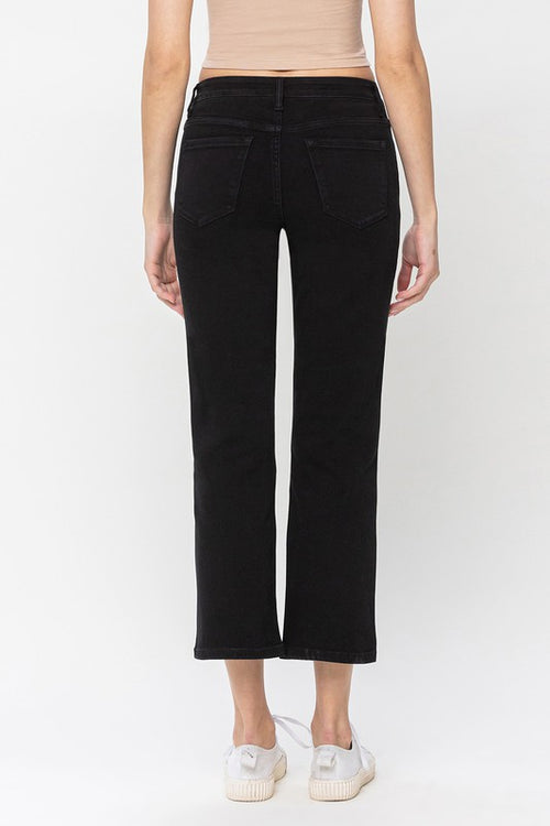 High Rise Ankle Straight Jean in Black