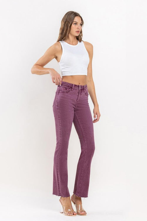 Mid Rise Boot Cut Jeans in Sangria