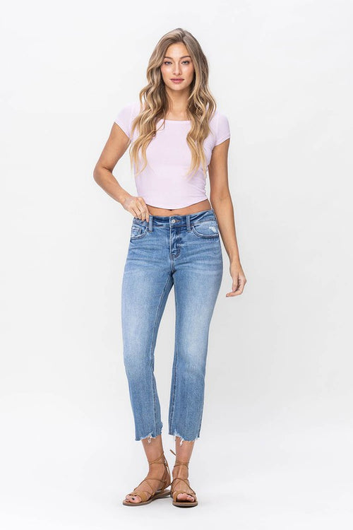 Mid Rise Cropped Straight Jean