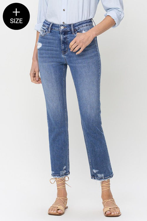 Curvy Size High Rise Slim Straight Jean