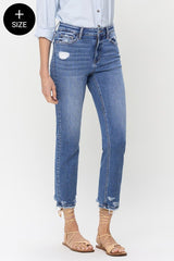 Curvy Size High Rise Slim Straight Jean