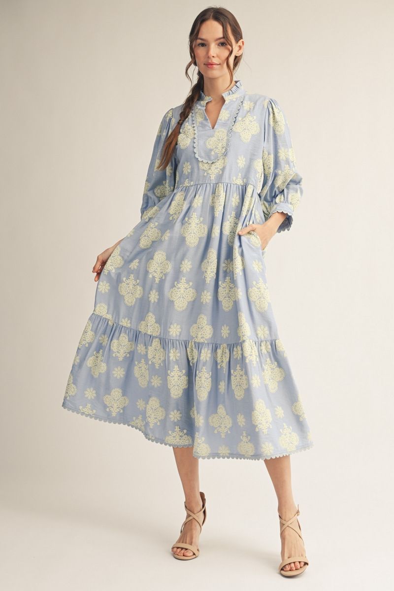 S26 Embossed Floral Dress
