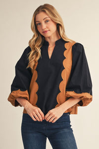 F26 Detailed Color Block Top