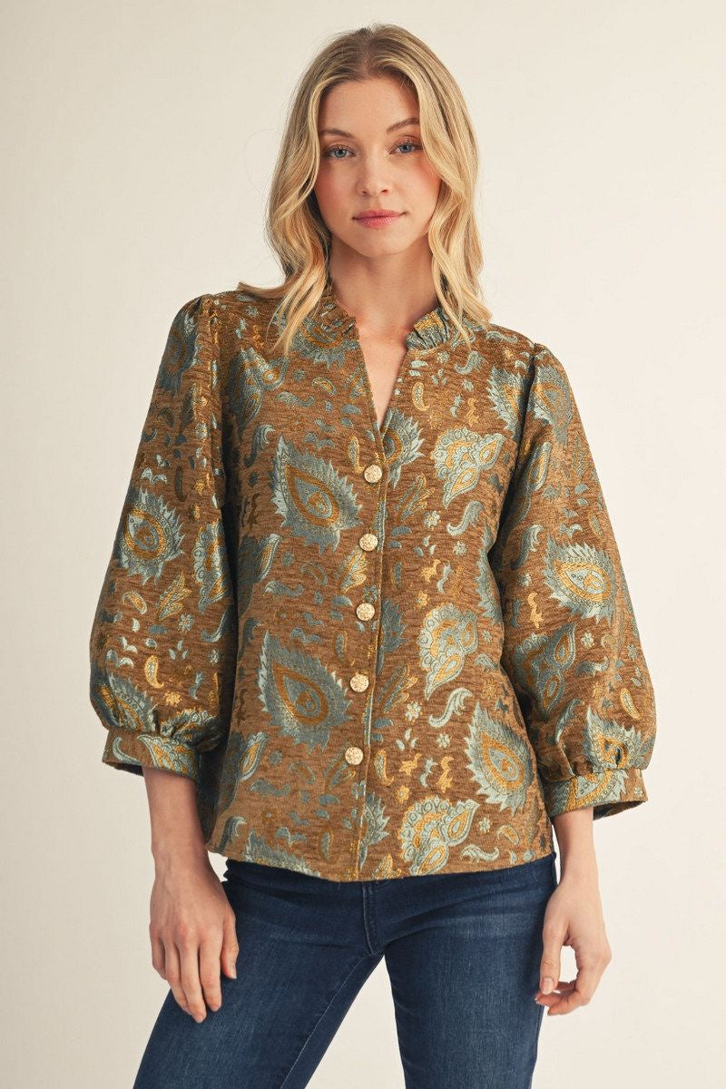 F26 Paisley Jacquard Top