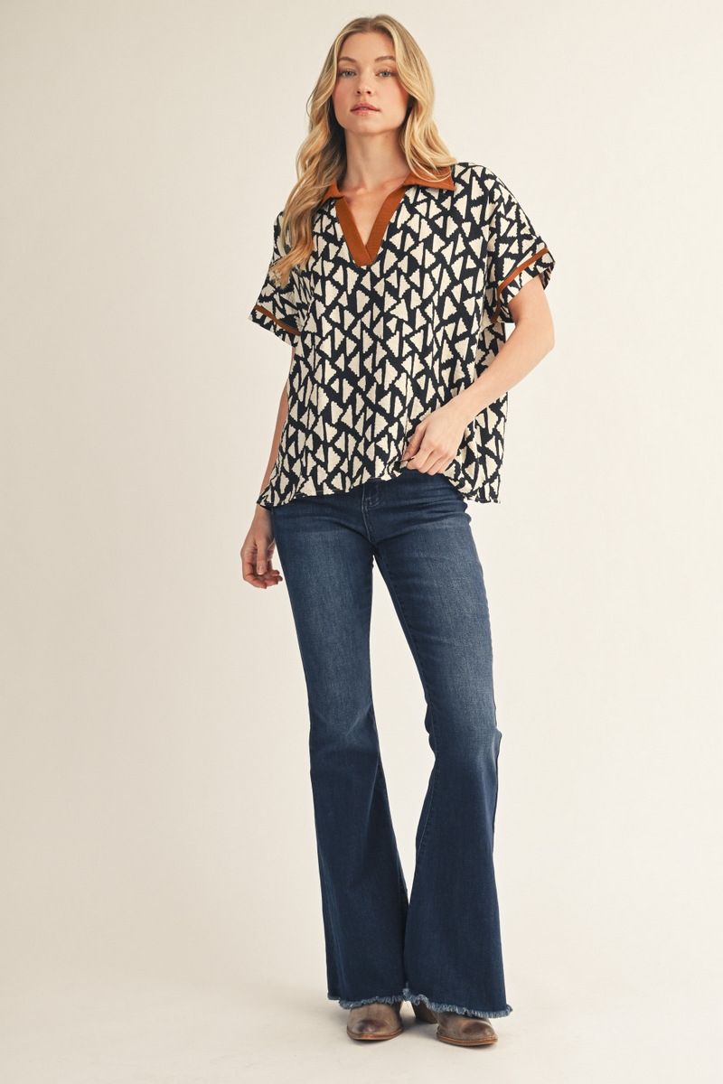 F26 Geo Print Top