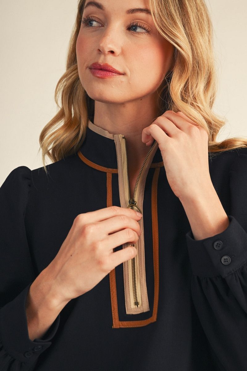 F26 Half Zip Detail Top