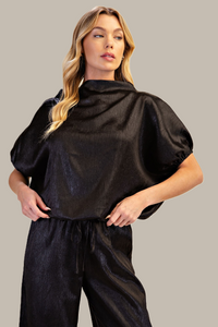 F26 Metallic Hi Neck Top