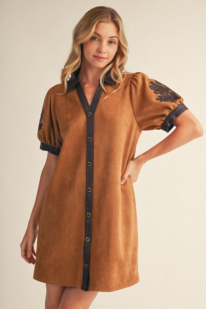 F26 Pleather Detailed Dress