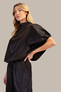 F26 Metallic Hi Neck Top