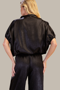 F26 Metallic Hi Neck Top