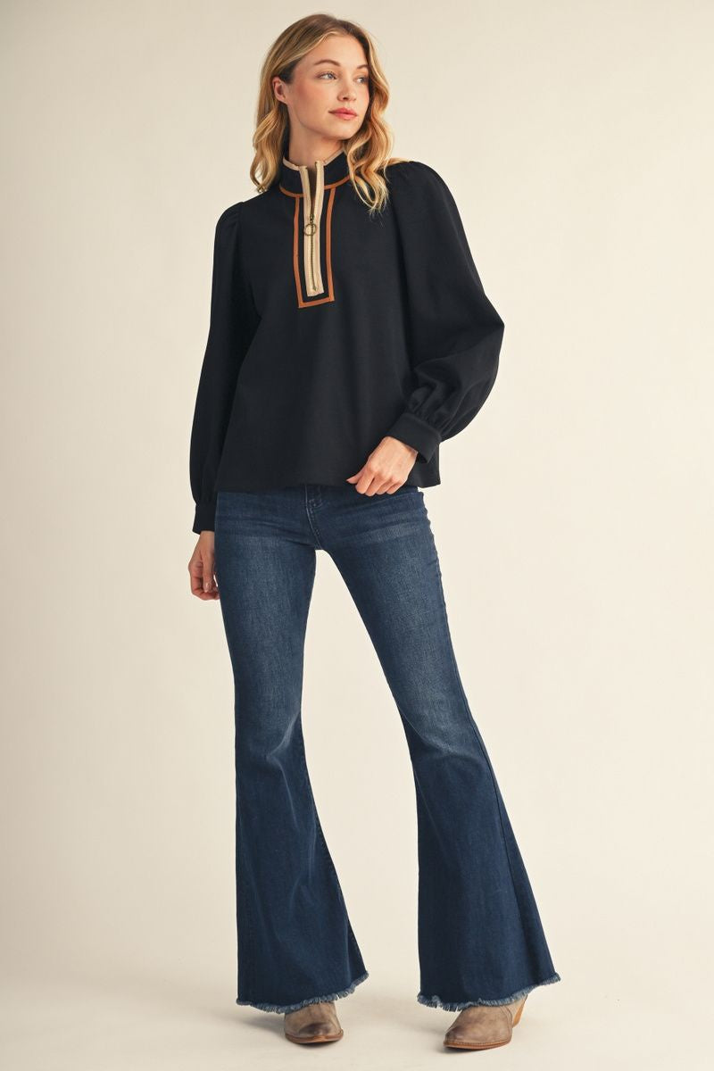 F26 Half Zip Detail Top