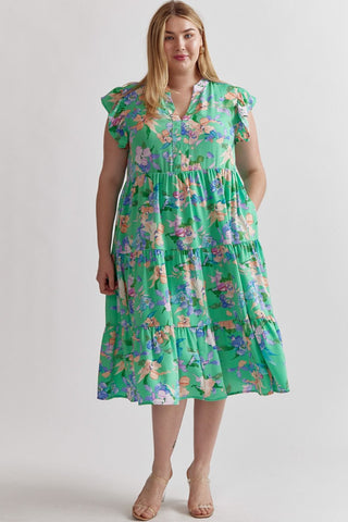 Much Love Floral Dress in Curvy Sizes