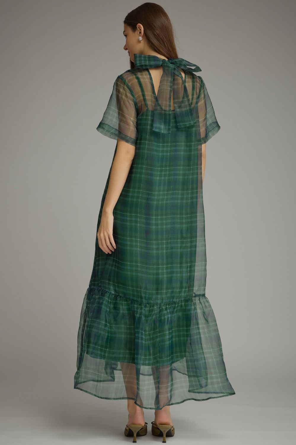 F26 Organza Plaid Dress