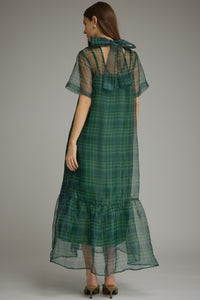 F26 Organza Plaid Dress