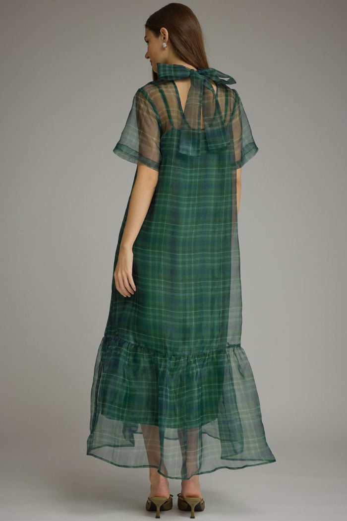 F26 Organza Plaid Dress