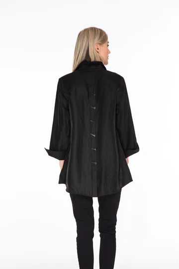 Multiples Button Front and Back Blouse in Black