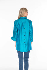 Multiples Button Front and Back Blouse in Teal M-XL