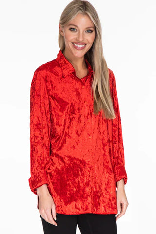 Multiples Button Front and Back Blouse in Curvy Sizes