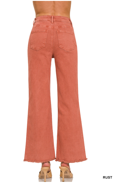 High Waist Cutoff Straight Jean in Rust