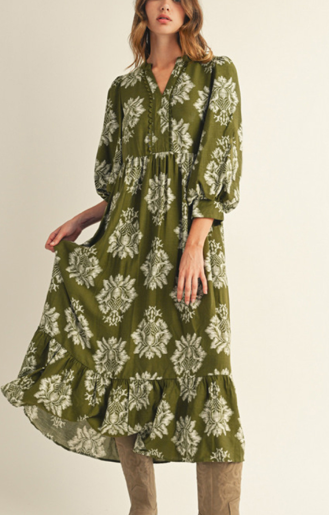 The Boho Olive Dress