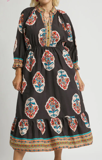 The Floral Border Dress in Curvy