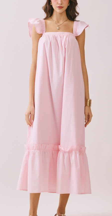 S26  Square Neckline Midi Dress