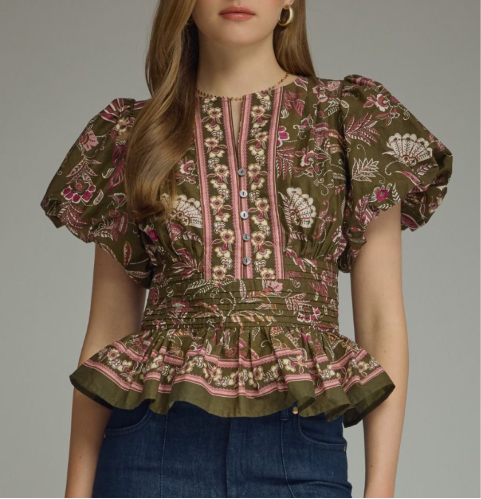 F26 Fall Floral Ruffle Top