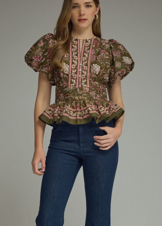 F26 Fall Floral Ruffle Top