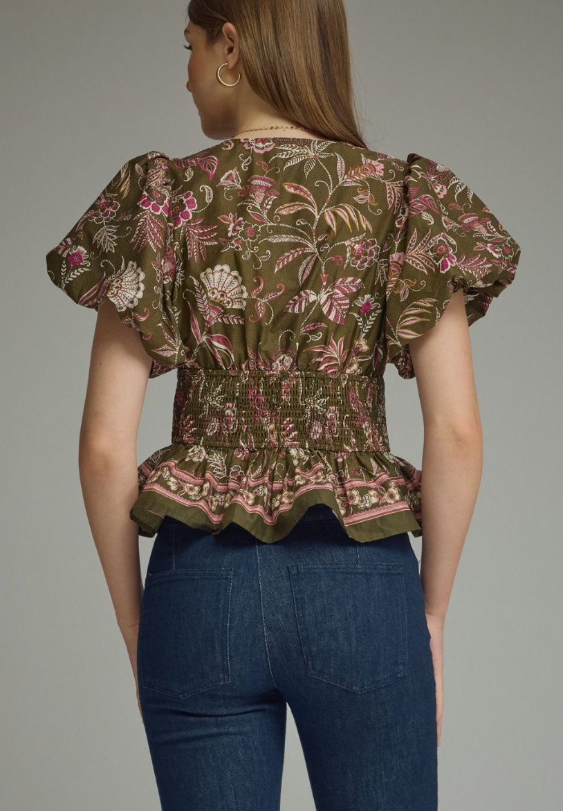 F26 Fall Floral Ruffle Top