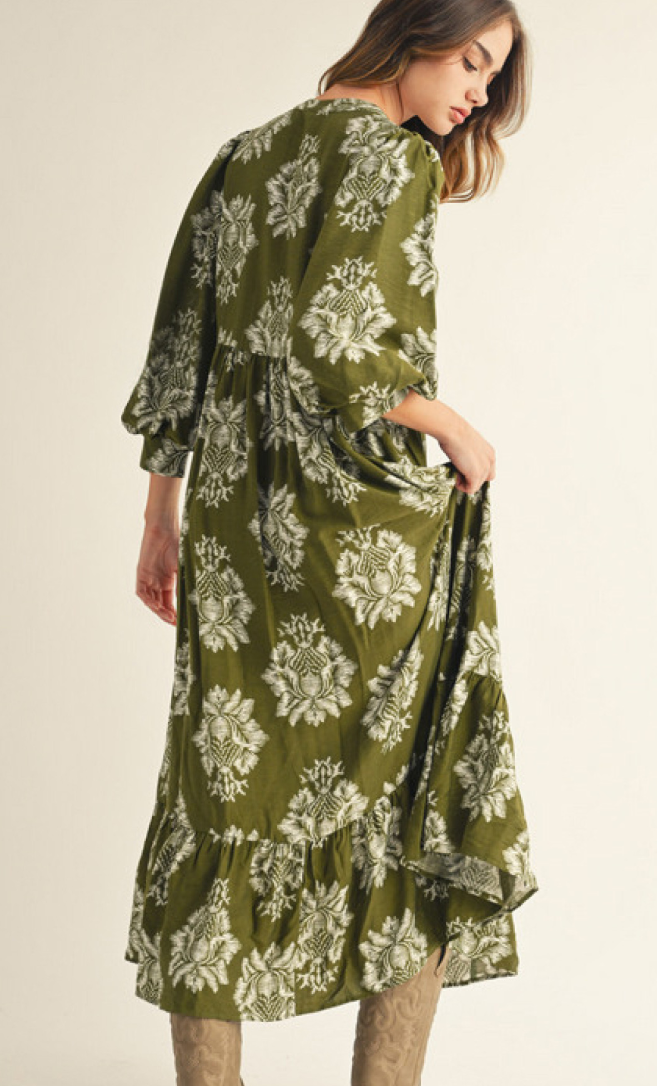 The Boho Olive Dress